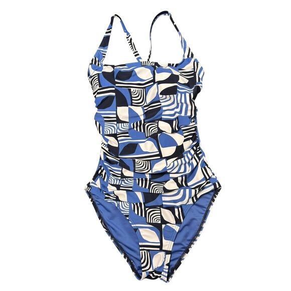 Nautica One-Piece Blue White Pattern Swimsuit Size Small - Picture 1 of 3